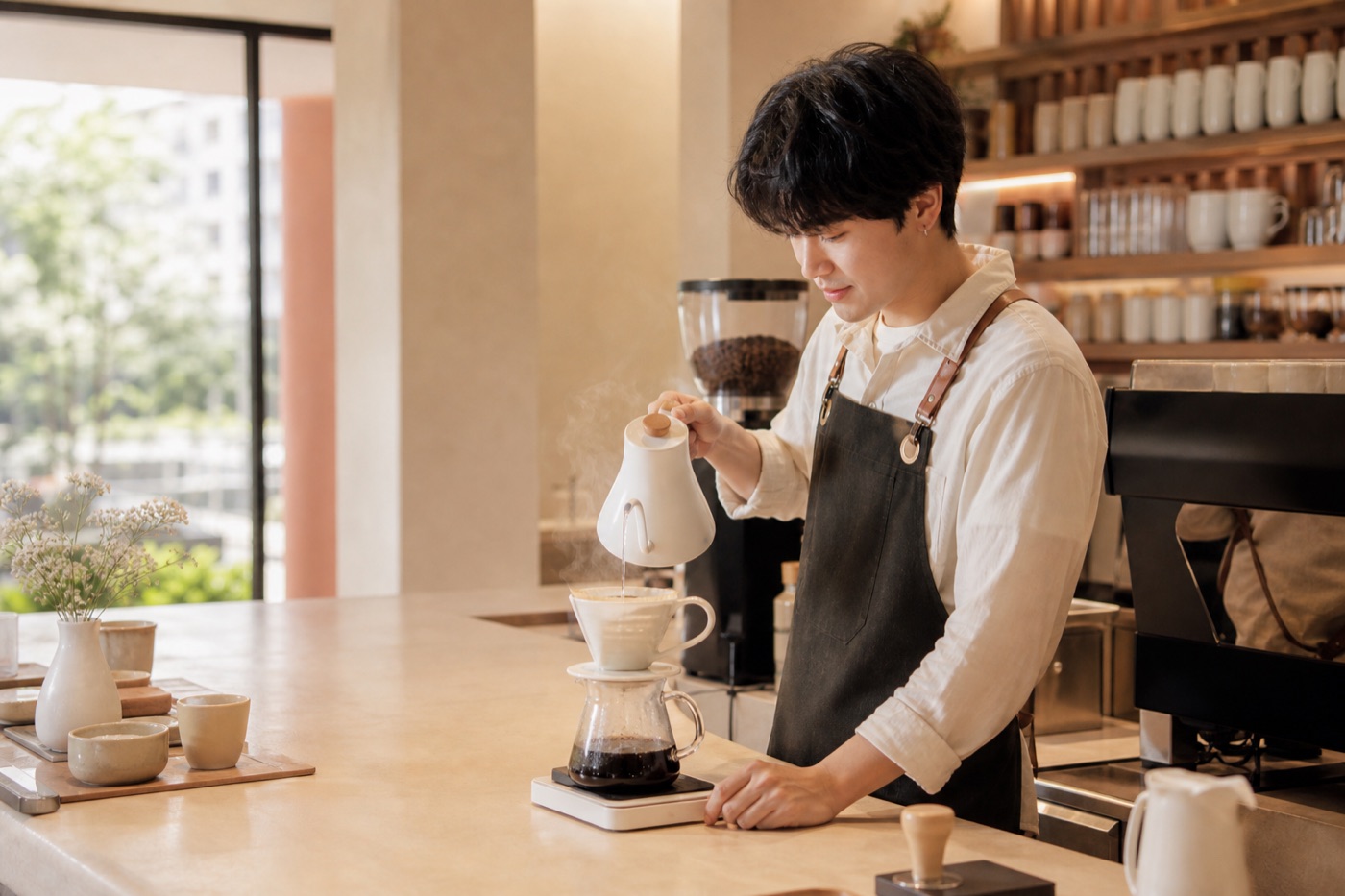 Careful pour over preparation